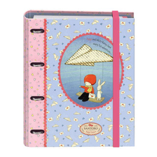 Dohe Santoro Poppi Loves Messenger Carpeta de 4 Anillas Formato A4 con Recambio de 100 Hojas - 4 Separadores de Colores - Cierr