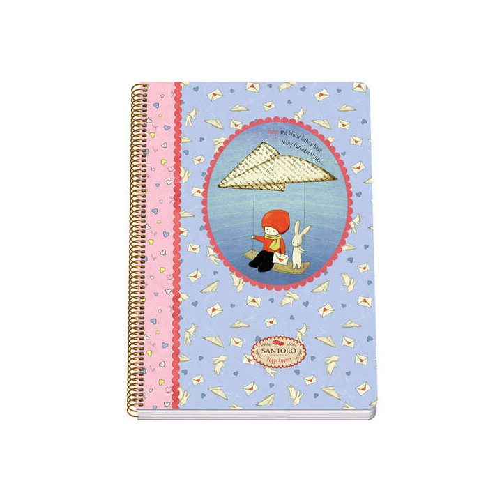 Dohe Santoro Poppi Loves Messenger Cuaderno Espiral Tapa Rigida - Tamaño Folio de 80 Hojas 90gr - Hojas con Cuadricula 4mm