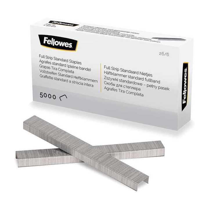Fellowes Grapas de Carga Completa 26/6 - Capacidad de Grapado Aprox 25 Hojas - Caja de 5000 Grapas